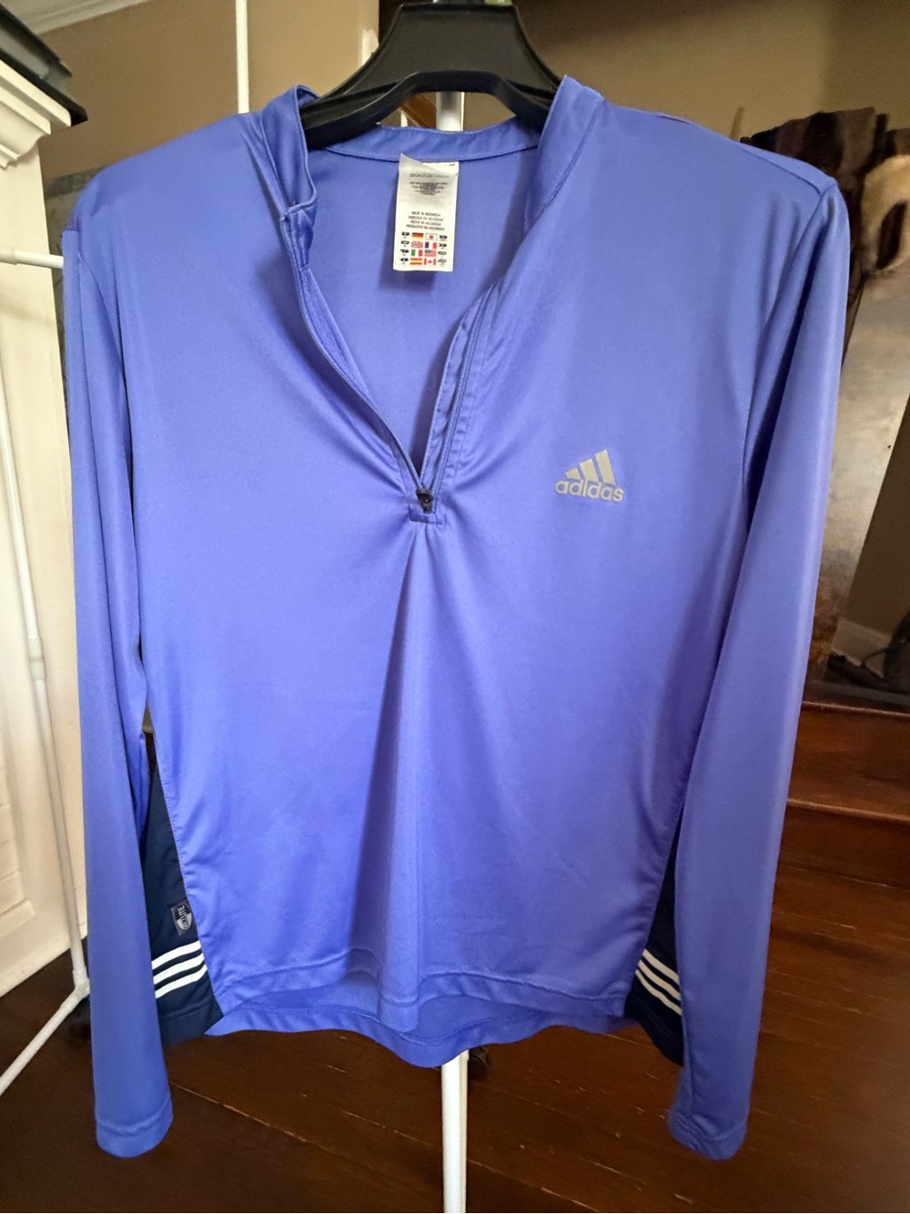 adidas Lavender Long-Sleeve Climalite Top with Quarter Zip, L, like new